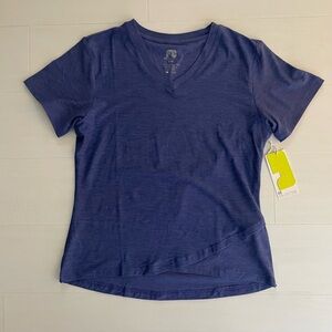 Fit Collective Blue V-Neck Active Tee Shirt Size L Lightweight Athleisure